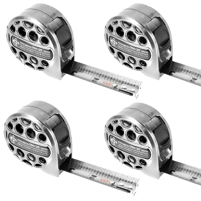 TMWEFUSC 4PCS/Pack Retractable Tape Measure 25 Foot/7.5M Stainless Steel Measuring Tape Double Sided Blade Scale Measurement Steel Power Tape Blade (4) - Image 1